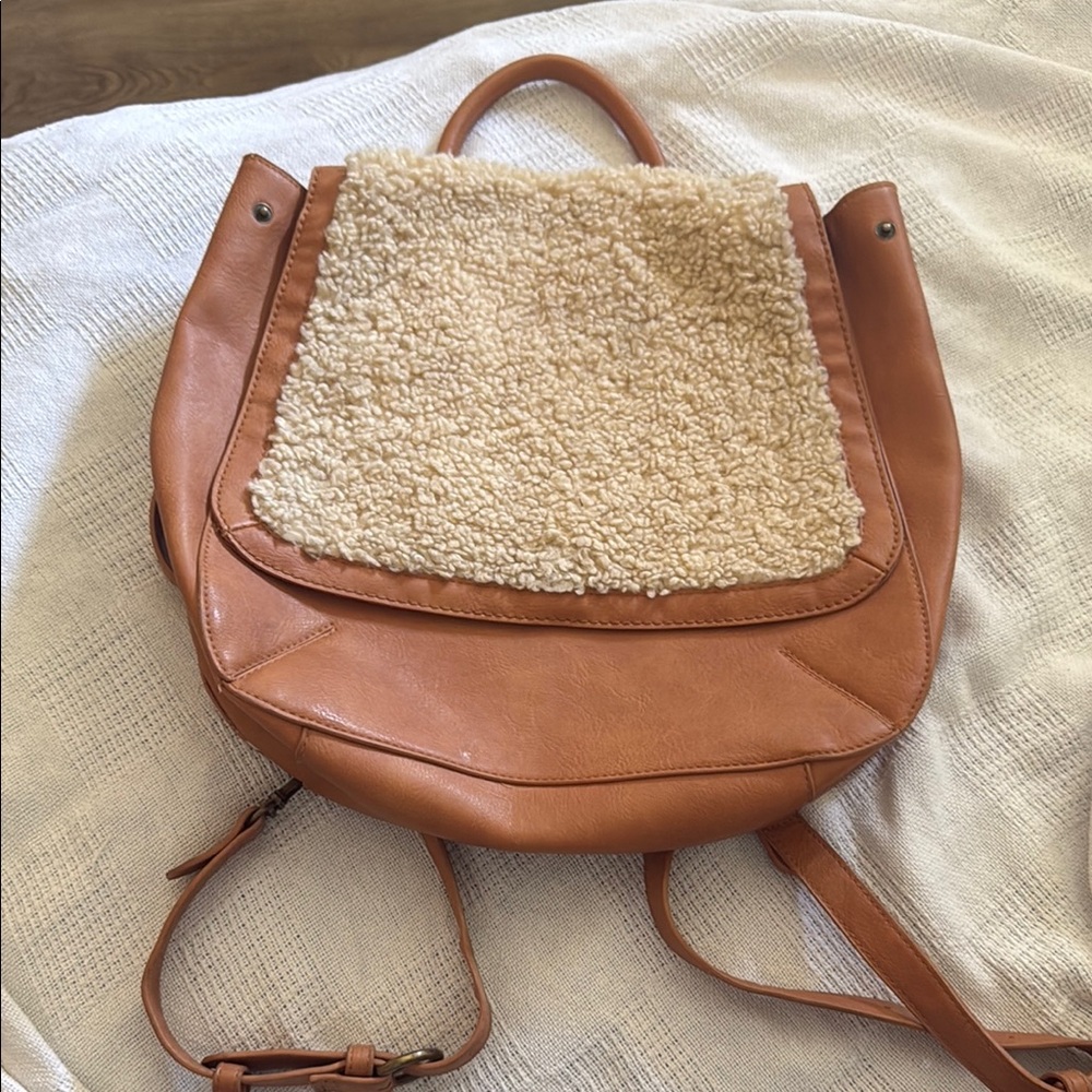 Target Tan and Cream Backpack with Textured Flap